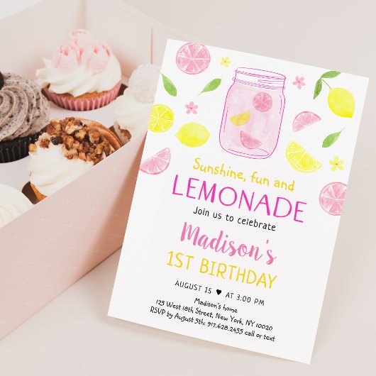 Invitation Lemonade rose Lemon Anniversaire