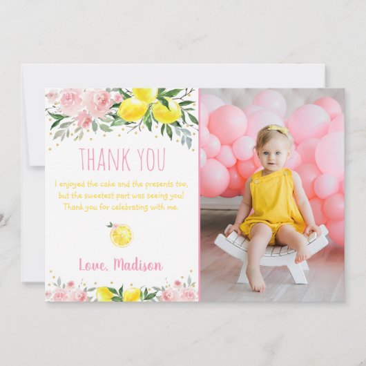 Invitation Lemonade rose Merci d'anniversaire (Devant)