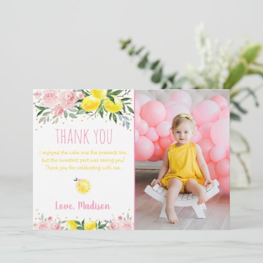 Invitation Lemonade rose Merci d'anniversaire (Debout devant)