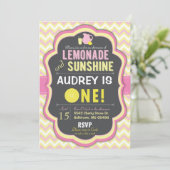 Invitation Lemonade Rose Premier Anniversaire Chevron Invitat (Debout devant)