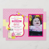 Invitation Lemonade rose Première 1ère photo d'anniversaire (Devant / Derrière)