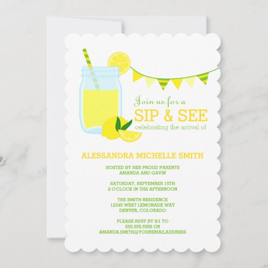 Invitation Lemonade Sip and See Party (Devant)