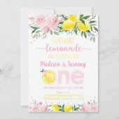 Invitation Lemonade soleil rose Floral premier anniversaire (Devant)
