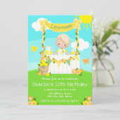 Invitation Lemonade Stand Anniversaire Blonde Hair Boy (Debout devant)