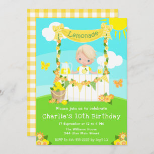 Invitation Lemonade Stand Anniversaire Blonde Hair Boy