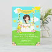 Invitation Lemonade Stand Anniversaire Brown coiffeuse (Debout devant)