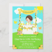 Invitation Lemonade Stand Birthday Brown Hair Boy (Devant)