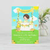 Invitation Lemonade Stand Birthday Brown Hair Boy (Debout devant)