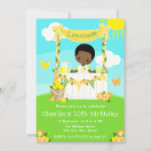 Invitation Lemonade Stand Birthday Dark Skin Boy (Devant)