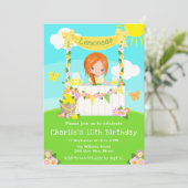 Invitation Lemonade Stand Birthday Red Hair Girl (Debout devant)