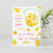Invitation Lemonade Summer Confetti Cute Girl Anniversaire (Debout devant)