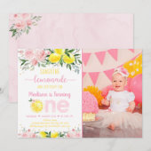 Invitation Lemonade Sunshine Or rose Floral Premier anniversa (Devant / Derrière)