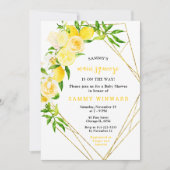 Invitation Lemons and Flowers with Foliage Baby Shower (Devant)
