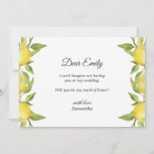 Invitation Lemons Blossom Green Serez-vous ma femme d'honneur (Dos)