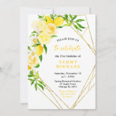Invitation Lemons et Fleurs avec Feuillage Anniversaire (Devant)