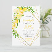 Invitation Lemons et Fleurs avec Feuillage Anniversaire (Debout devant)