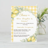 Invitation Lemons love laughter bow gingham Bridal Shower (Debout devant)