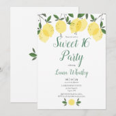 Invitation Lemons Moderne Doux 16 Fête Anniversaire (Devant / Derrière)