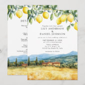 Invitation Lemons Tuscan Scene Italian All In One Wedding (Devant / Derrière)