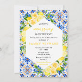 Invitation Lemons with Foliage Mediterranean Baby Shower (Devant)