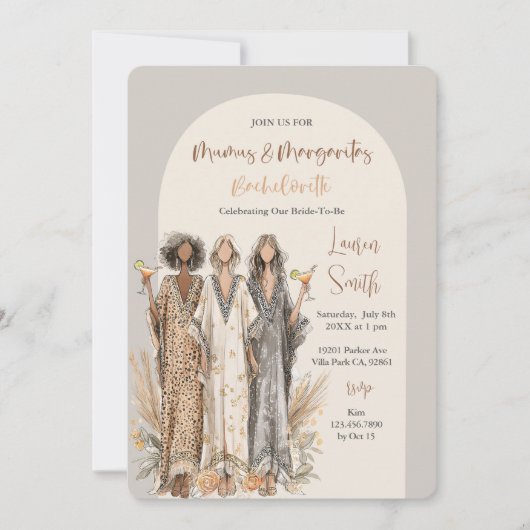 Invitation L'enterrement de vie de jeune fille de Mumu et Mar (Devant)