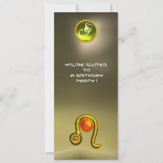 Invitation LEO TOPAZ MONOGRAM jaune orange rouge gris agate (Devant)