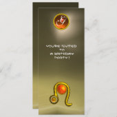 Invitation LEO TOPAZ MONOGRAM ZODIAC ANNIVERSAIRE, Gray (Devant / Derrière)