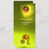 Invitation LEO TOPAZ MONOGRAM ZODIAC FÊTE D'ANNIVERSAIRE Jaun (Devant / Derrière)