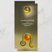 INVITATION LEO ZODIAC ANNIVERSAIRE FÊTE JAUNE TOPAZ MONOGRAM (Devant / Derrière)