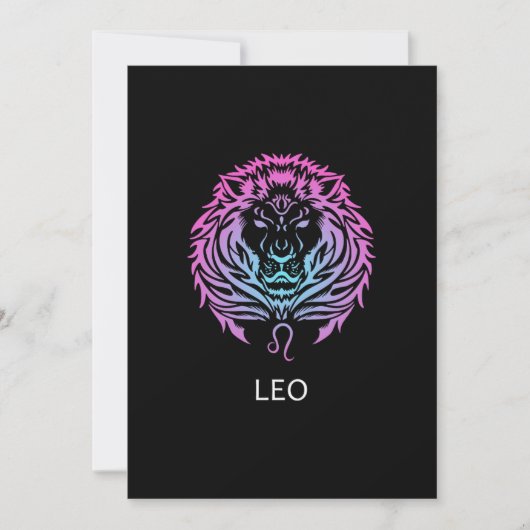 Invitation Leo Zodiac Signe Le Lion Design Cadeau Anniversair (Devant)