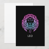 Invitation Leo Zodiac Signe Le Lion Design Cadeau Anniversair (Devant / Derrière)