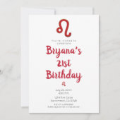 Invitation LEO Zodiaque Astrologie Fête d'anniversaire de jui (Devant)