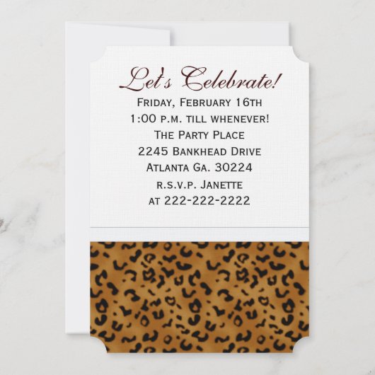 Invitation Léopard 11e anniversaire : Image:Invitation de la  (Dos)