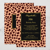 Invitation Léopard 50e Anniversaire de la fête Gold Black (Devant / Derrière)