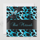 Invitation Léopard Bat Mitzvah Papillon Bleu Sarcelle (Dos)