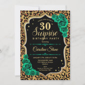 Invitation Leopard Black Gold Green Surprise 30e anniversaire (Devant)