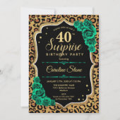 Invitation Leopard Black Gold Green Surprise 40e anniversaire (Devant)