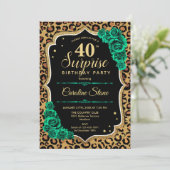 Invitation Leopard Black Gold Green Surprise 40e anniversaire (Debout devant)