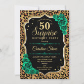 Invitation Leopard Black Gold Green Surprise 50e anniversaire (Devant)