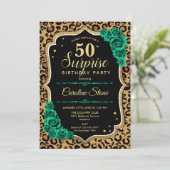 Invitation Leopard Black Gold Green Surprise 50e anniversaire (Debout devant)