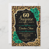Invitation Leopard Black Gold Green Surprise 60e anniversaire (Devant)