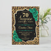 Invitation Leopard Black Gold Green Surprise 70e anniversaire (Debout devant)