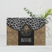 Invitation Leopard Black White Cow Imprimer (Debout devant)