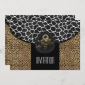 Invitation Leopard Black White Cow Imprimer (Devant / Derrière)