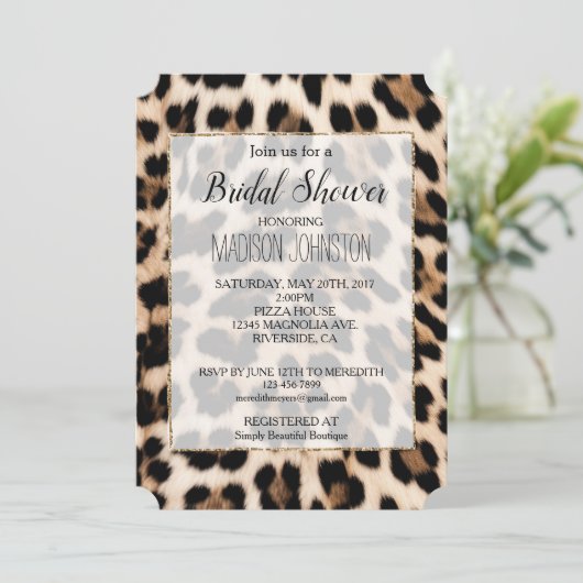 Invitation Léopard Brun Crème Noir   (Debout devant)