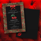 Invitation Leopard Cheetah Animal Print Cherry Bridal Shower