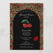 Invitation Leopard Cheetah Animal Print Cherry Bridal Shower (Devant)