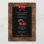 Invitation Leopard Cheetah Animal Print Red Cherry Birthday (Devant)