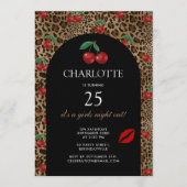 Invitation Leopard Cheetah Animal Print Red Cherry Birthday (Devant)