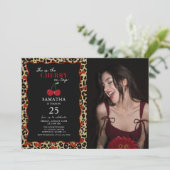 Invitation Leopard Cheetah Cherry On Top Birthday Photo (Debout devant)